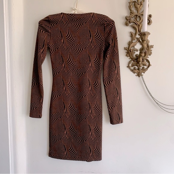 ZARA BROWN JACQUARD MINI DRESS - Picture 7 of 10